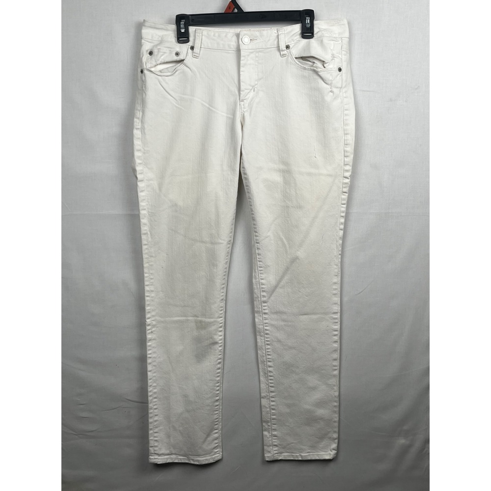 American Eagle White Denim Jeans Womens Size 14 Regular Stretch Straight Leg